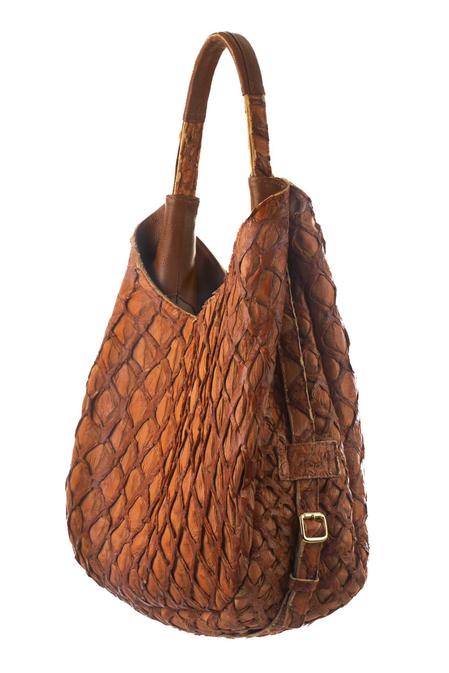 Bolsa 1983 Fivela - Couro de Pirarucu Caramelo