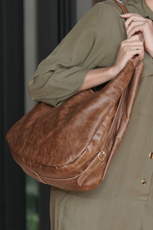 Bolsa 1983 Fivela - Couro Natural Chocolate