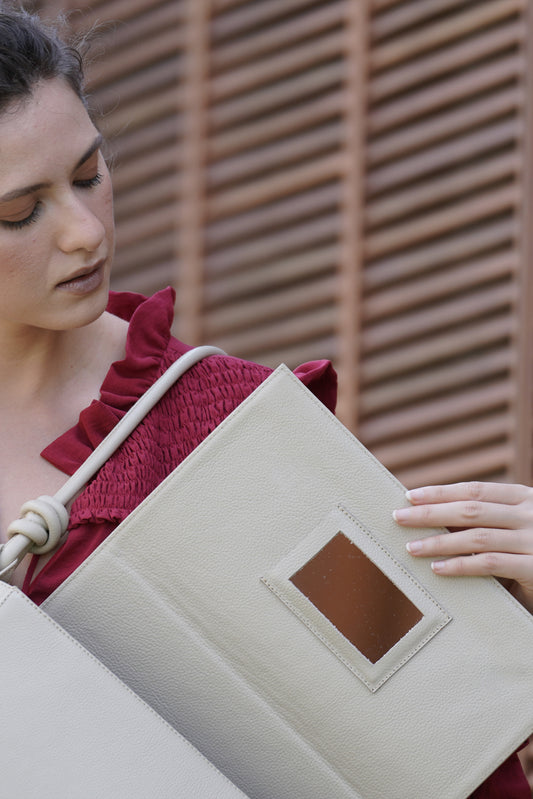 Bolsa Clássica - Couro Liso Off White